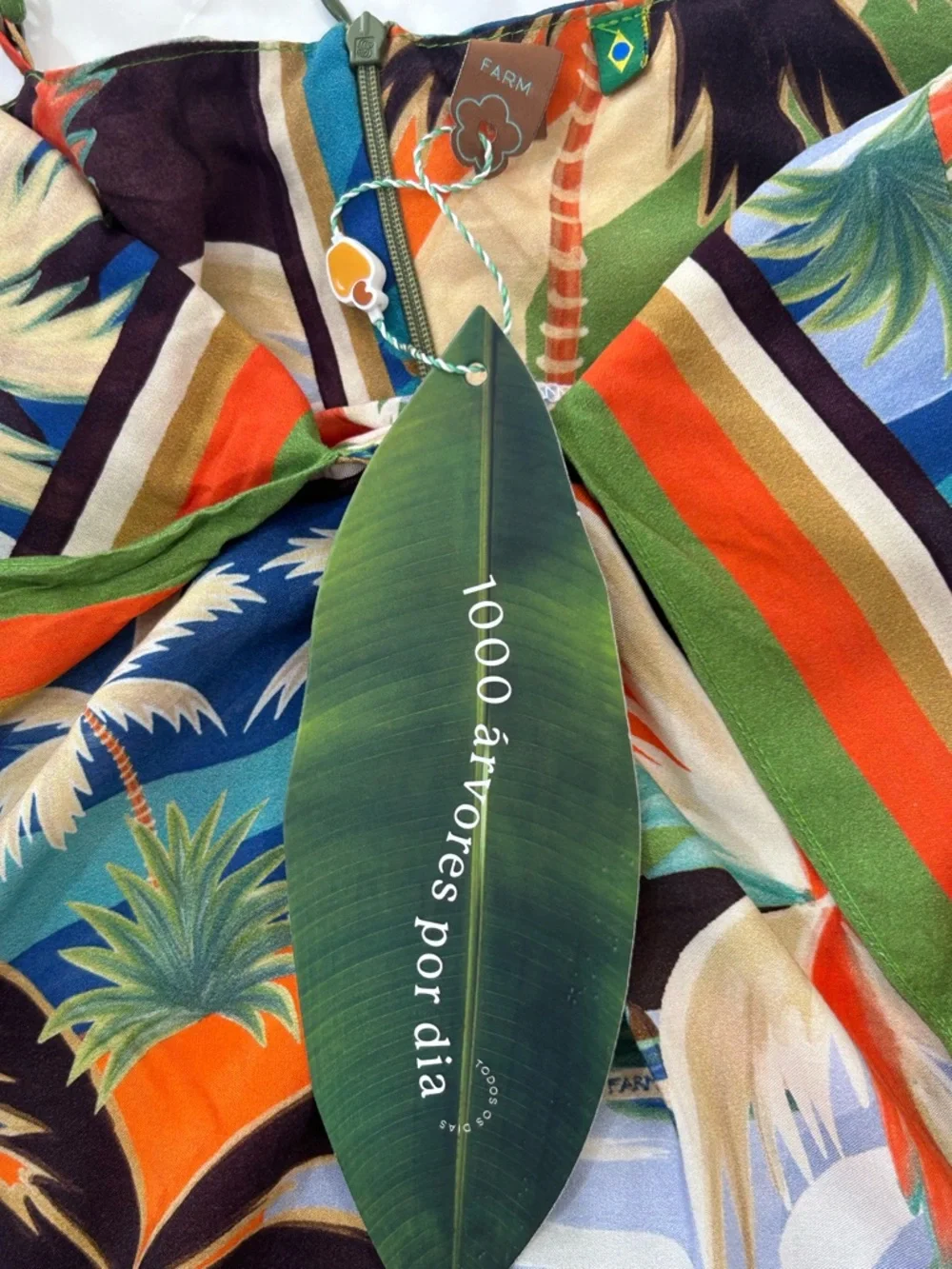 Farm Rio Scarf Tropical Print Tie-Front Mini Dress - S - Picture 10 of 16